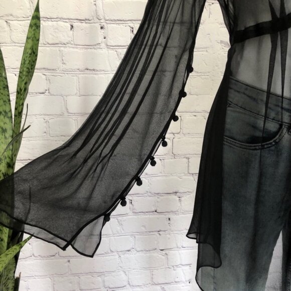 ROBERT RODRIGUEZ BLACK SILK SHEER WRAP BLOUSE 6 - Picture 5 of 9